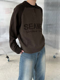 Half Zip-Up Lettering Knit