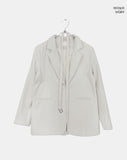 [Belt SET] Vichy Lapel Collar Overfit Blazer Jacket