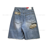 Raw Destroyed Bermuda Denim Pants