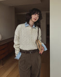 Rubin Cable Henley Neck Knit