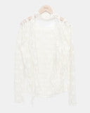 [Muffler Set] Diven Flower See-through Lace Blouse Set