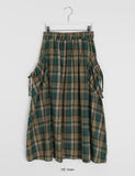 Vanku banding ribbon check long skirt