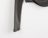 Shaz shirring open shoulder hooded T-shirt