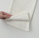 Hem Side Slit Capri Span Cotton Pants