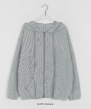 Langsyu Stripe Seersucker Hood Zip-Up
