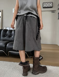 Pio Stud Double Knee Washed Bermuda Pants