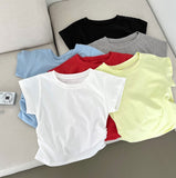 Mayonnaise Side Shirring Crop Short Sleeve T-Shirt
