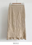 Deloe Wrinkle Unbalance Slit Long Skirt