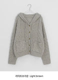 Silten Cable Hooded Wool Knit Cardigan