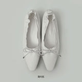 Ribbon Shirring Square To Flat Shoes