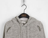 Onbee Shoulder Silt String Boxy Long Sleeve Hoodie