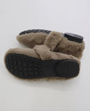 Hoya Winter Fur Angora Velcro Flat Mary Jane Loafers