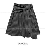 [wool 20%] Tir Stripe Tie Midi Skirt