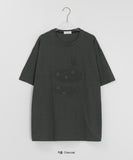 Imilve Dot Embroidery Over Short Sleeve Tee