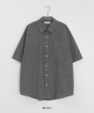 [Unisex] Bitten Check Over Short Sleeve Shirt