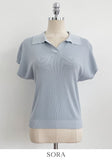 Zendua Open Collar Neck Short Sleeve Knit