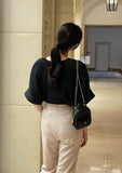 Pecho Pleated Short Sleeve T-shirt Blouse