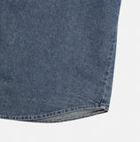 Ruff unbalanced pocket denim short sleeve shirt
