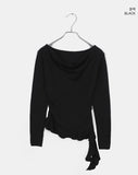 O-Ha Boat Neck Off-Shoulder Side Shirring Slim Knit