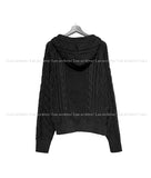 Cent cable knit hooded zip-up