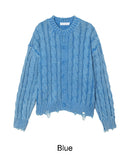 Lahen Cable Dyeing Damage Cardigan