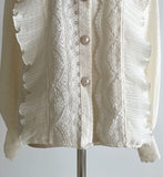 Crea Brushed Lace Collar Puff Blouse