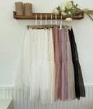 Miel Chiffon Pleated Tiered Long Skirt
