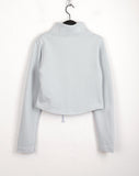 Neck String Incision Color Matching Zip Up