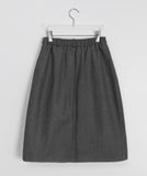Chocoi banding wool pleated midi skirt