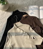 Lapu Unbalanced Wrap Button Polar Knit
