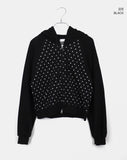 Homer Dot Raglan Two-Way Zipper Long Sleeve Hood Zip-Up