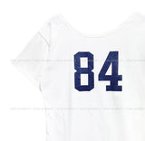 84 Numbering Off-Shoulder Loose Fit Short Sleeve