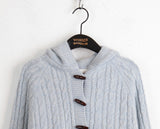 [Wool15] Hound Cable Duffle Button Hood Long Sleeve Knit