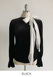 Coen Satin Tie Velvet Blouse