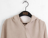Bennett Dotto Snap Button Ribbed Hood Wrap Long Sleeve Knit