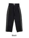 Heron embroidered denim pants