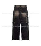 (UNISEX) Vintage Deki Washing Cargo Denim Pants