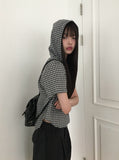 Ajin Check Summer Hood String Shirt