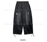 Folding Pocket Curved Damage Denim Pants