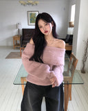 Bunny Boucle Off-Shoulder Knit