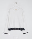 [BAONHAUS] Mebeuni Check Frill Layered Long Sleeve Tee