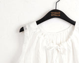 Coffin punched lace string sleeveless blouse