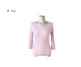 Deton Tencel Basic Round Three Quarter Sleeve T-Shirt