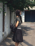 [MADE] Momin Stripe Color Matching Button Layered Slim Short Sleeve T-Shirt