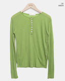 Duric Button Henley Neck Tencel Long Sleeve T-shirt