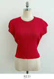 Kidden Round Neck Ribbed Cap Sleeve Knit