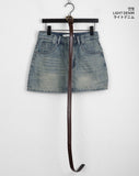 [belt set] Jerick vintage washing denim mini skirt