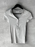 Stripe Snap Short Sleeve Tee