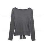 Hina Shirring Tie Ribbon Long Sleeve