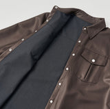 Tantan Chic Pocket Button Loose Fit Leather Jacket